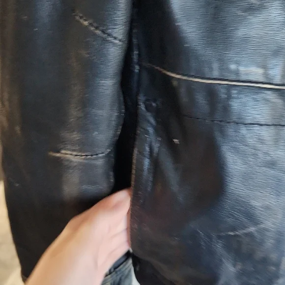 Rogue State Men's Distressed Black Leather Jacket Large - Picture 8 of 16